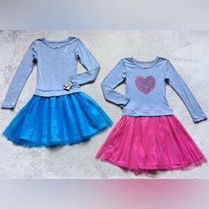 Mignone Tulle Tutu Dresses, Size 5/6, Long Sleeves, Gray & Pink, Blue, Star, NEW